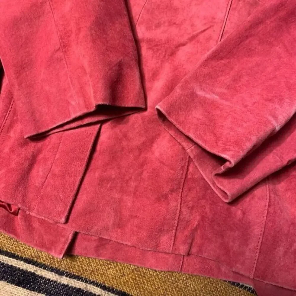 VTG Y2K Suede Blazer Jacket Pink 90s Small Dialogue Bold‎ Funky Artsy Barbie